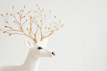 Aufkleber - Elegant deer with branching antlers ready for mock up in a bright and minimalistic setting. Generative AI