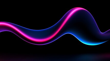 Wall Mural - abstract neon wave glowing in dark.