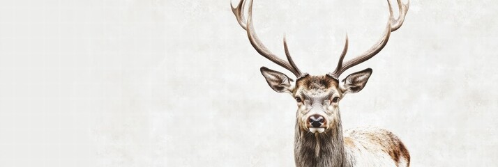 Aufkleber - Elegant deer with branching antlers in a serene environment creating perfect mock up space. Generative AI