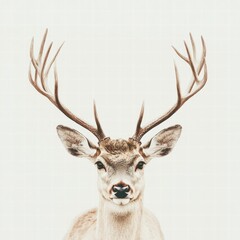 Aufkleber - Elegant deer with branching antlers showcasing natural beauty in a minimalistic setting for creative mock up design. Generative AI