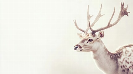 Aufkleber - Elegant deer with branching antlers showcases beauty in a tranquil environment suitable for mock up design. Generative AI