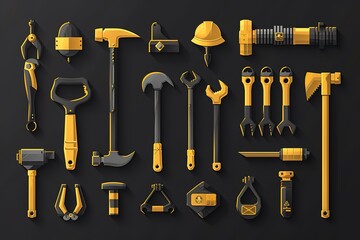 image of Tools vector icons collection. Construction silhouette icons