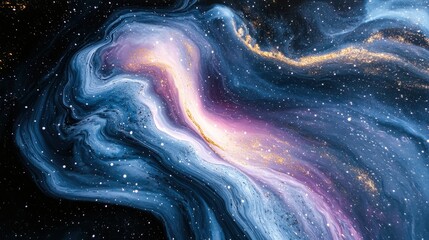Cosmic Nebula Galaxy Art Space with Stars and Swirling Blues and Pinks Creating a Beautiful and Mystical Universe Scene Excellent for Astronomy Enthusiasts