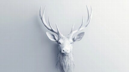 Aufkleber - Elegant deer with branching antlers adorned on a smooth background for mock up and design purposes with ample copy space. Generative AI