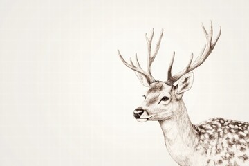 Aufkleber - Elegant illustrated deer with intricate branching antlers in a minimalist design. Generative AI