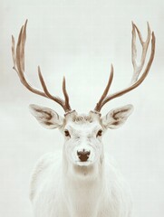 Aufkleber - Elegant deer with branching antlers in soft light inviting peaceful reflection and creativity. Generative AI