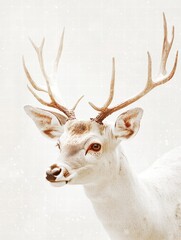 Aufkleber - Elegant deer with impressive antlers standing gracefully in a serene environment with ample copy space. Generative AI