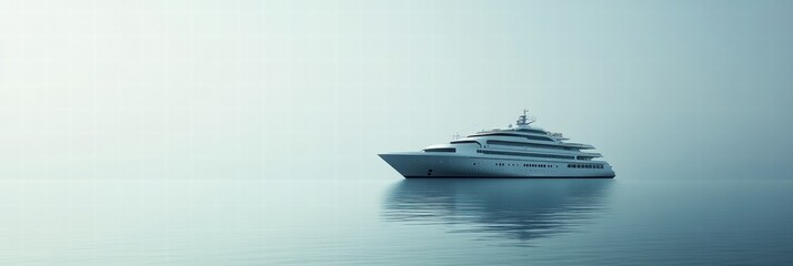 Aufkleber - Luxury cruise ship navigates calm waters under soft dawn light, perfect for serene getaway or relaxation retreat. Generative AI