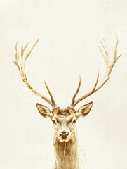 Aufkleber - Elegant deer with impressive branching antlers on a light background showcasing natural beauty and grace. Generative AI