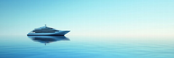 Poster - Luxury cruise ship sails serenely across tranquil waters for an unforgettable getaway experience on a sunny day. Generative AI