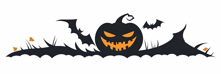 Wall Mural - Halloween Jack-o'-lantern with Bats in Night Sky