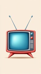 retro tv set illustration is isolated on light brown background