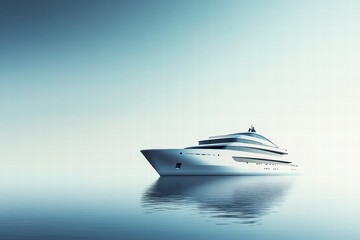 Poster - Luxury cruise ship sailing smoothly on calm sea under clear skies with expansive copy space available for your text. Generative AI