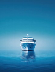 Leinwandbilder - Luxury cruise ship gliding smoothly on a tranquil sea with ample space for text and creative designs. Generative AI