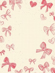 Leinwandbilder - Whimsical hand drawn valentines day design with playful bows and hearts on soft background. Generative AI