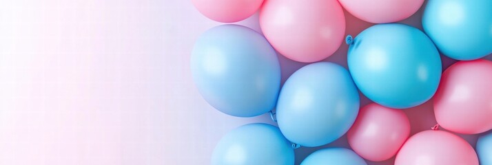 Leinwandbilder - Colorful pink and blue balloons create a festive backdrop with empty space for custom text. Generative AI
