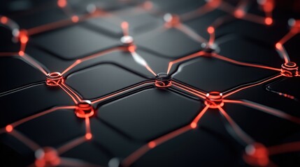 Poster - Abstract Technology Background with Futuristic Network Design Featuring Glowing Nodes and Connectivity in a Dark Setting for High-Tech Visuals