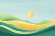 © Анатолий Сав - Sunrise over rolling hills in naive art style with ample space for text and creative mock up ideas. Generative AI
