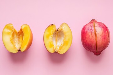 Wall Mural - Ackee fruit s life cycle on pink backdrop