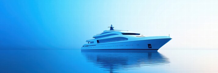 Poster - Luxury cruise ship gliding through calm waters on a tranquil day, perfect setting for relaxation and leisure activities. Generative AI