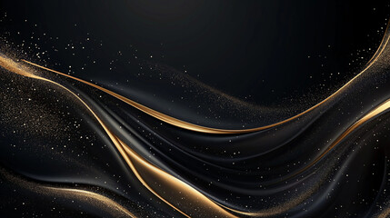 Wall Mural - liquid gold: abstract art of elegant black and gold swirls
