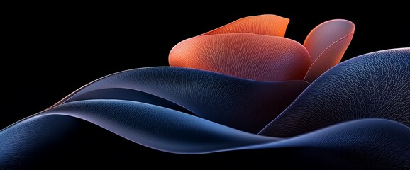 Canvas Print - abstract orange and blue wave forms on black background.