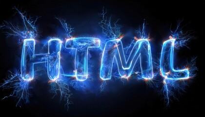 Illuminated HTML Text with Electric Blue Effects