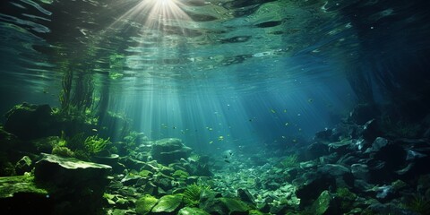 Poster - underwater scene with fish