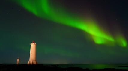 aurora borealis, northern lights in iceland, real night sky with stars time lapse, astronomical phen