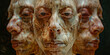 © Lila Patel - Digital Rendering of a Central Face with Flanking Faces, Earth-Toned Skin Texture