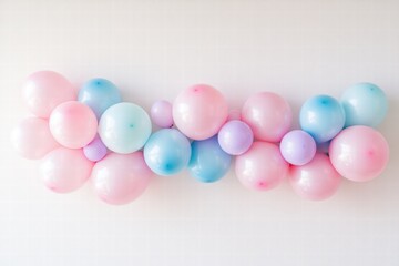 Poster - Festive pink and blue balloons create a vibrant atmosphere for celebrations or events. Generative AI