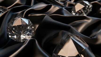 Poster - Sparkling large diamonds on luxurious fabric with ample space for text and design elements. Generative AI