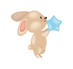 Sticker - baby shower rabbit with star