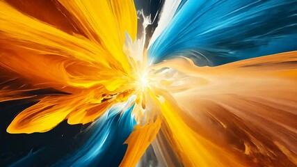 Poster - Vibrant abstract painting with dynamic brushstrokes and vivid colors