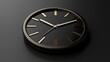 © bulegendut - A sleek, modern clock with a black face and gold accents, showcasing timekeeping design.
