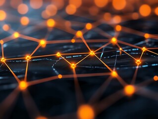 Leinwandbilder - Abstract digital network representation with glowing nodes and connections.