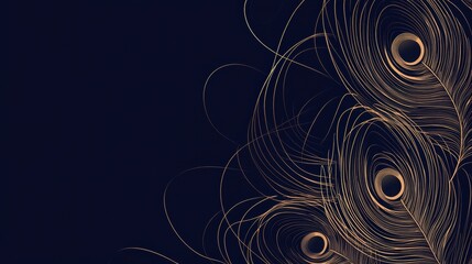 Poster - Elegant line art depicting peacock feathers with ample copy space for creative mockup designs. Generative AI