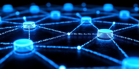 Leinwandbilder - A digital network representation with glowing nodes and connections.