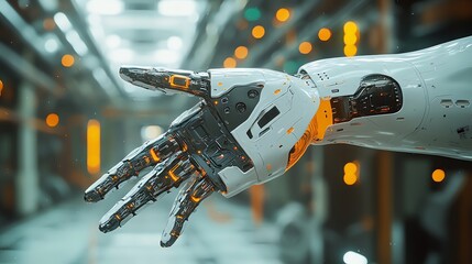 Poster - A futuristic robotic hand showcasing intricate design and technology.