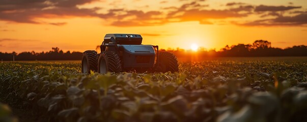 Poster - Advanced robot farmers transforming agricultural landscapes with cuttingedge technology, automated systems, and sustainable farming practices