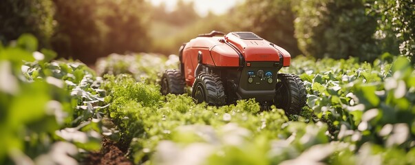 Poster - Futuristic robot farmers in action, utilizing advanced machinery, AIdriven crop management, and automated farming techniques for ecofriendly agriculture