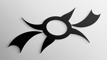 Abstract Black Design with Central Circle and Spikes