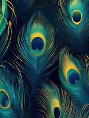 Leinwandbilder - Stunning pattern of vibrant peacock feathers with rich colors and ample space for personalized text or design. Generative AI