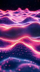 Poster - Abstract digital waves in vibrant colors, representing data or technology concepts.