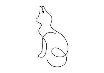 Wall Mural - Cat in one continuous line drawing vector illustration