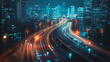 © Teeraphon - Smart Innovation city with connection cyber security network reciprocity over the night cityscape future wireless digital city and social media networking systems that connects people in the city