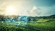 © Aris Suwanmalee - Digital network over a sunlit landscape.