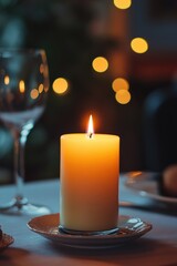 Wall Mural - Lit Candle on Plate