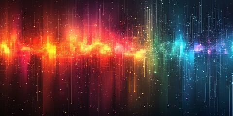 Poster - Abstract digital visualization of sound waves with vibrant colors and light effects.
