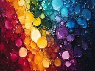 Poster - Colorful abstract image featuring vibrant bubbles in a gradient of hues.
